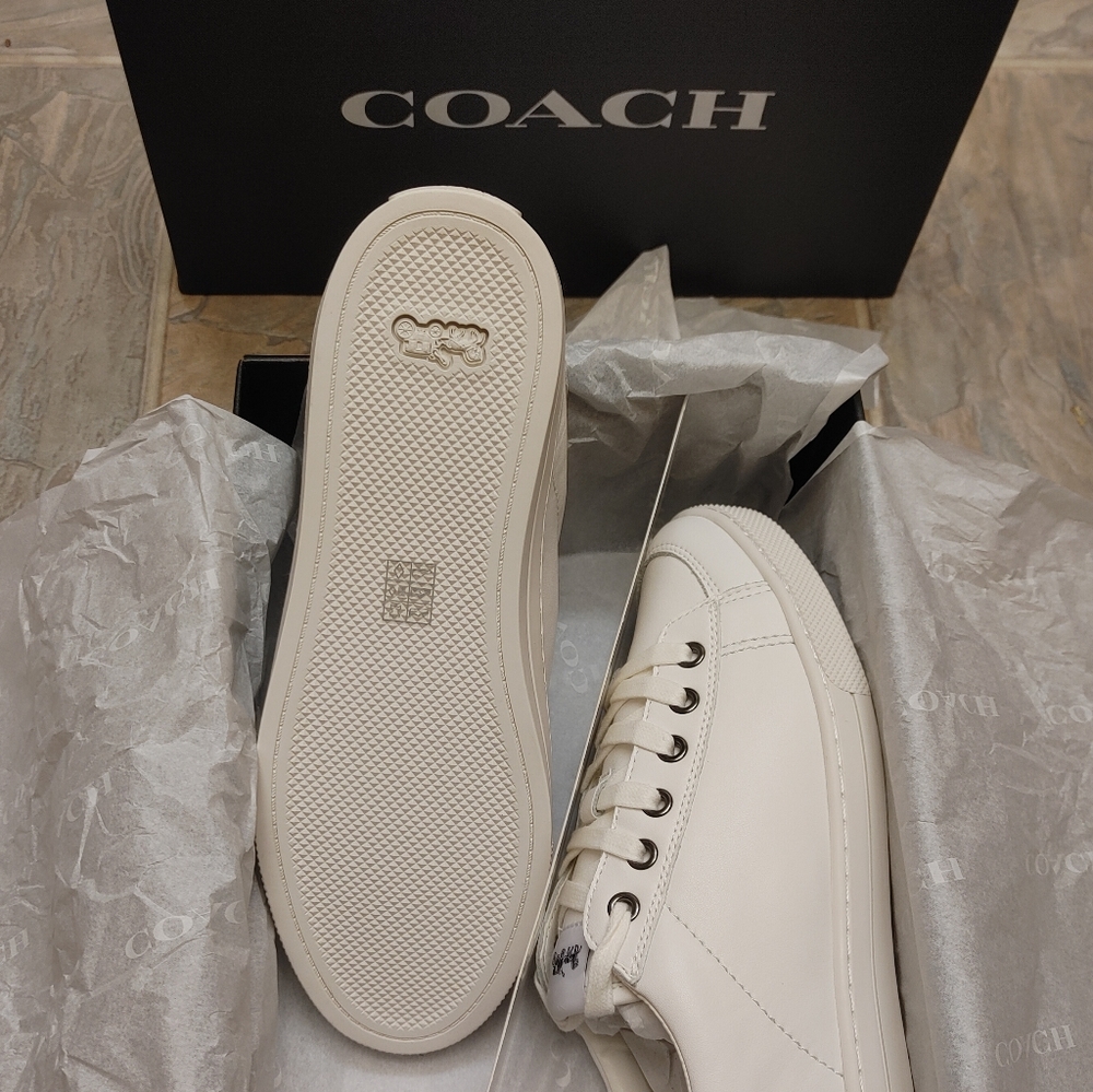 Brand NEW comfy COACH Chalk white Leather sneakers - Picture 4 of 5